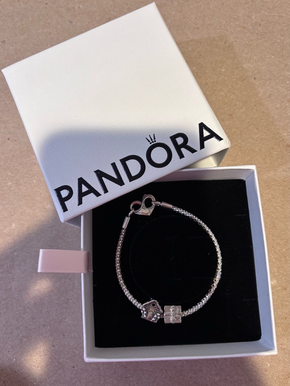 Pandora Sterling Silver Heart Clasp Bracelet with Charms